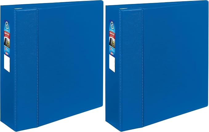 Avery Heavy-Duty 3 Ring Binder, 4 Inch One Touch EZD Rings, 4.5 Inch Spine, 1 Blue Binder (79884) (Pack of 2)