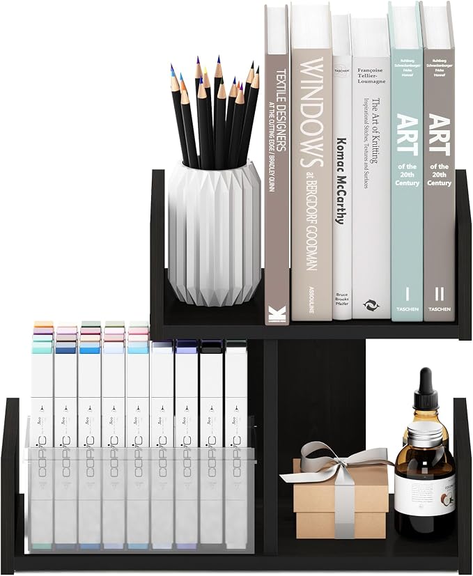 Furinno HERMITE Desk File Folder Organizers, 3-Shelf Desktop Office Organization Racks, Desk Top Display Book Shelf, for Paper, Office Supplies, Magazine, Espresso