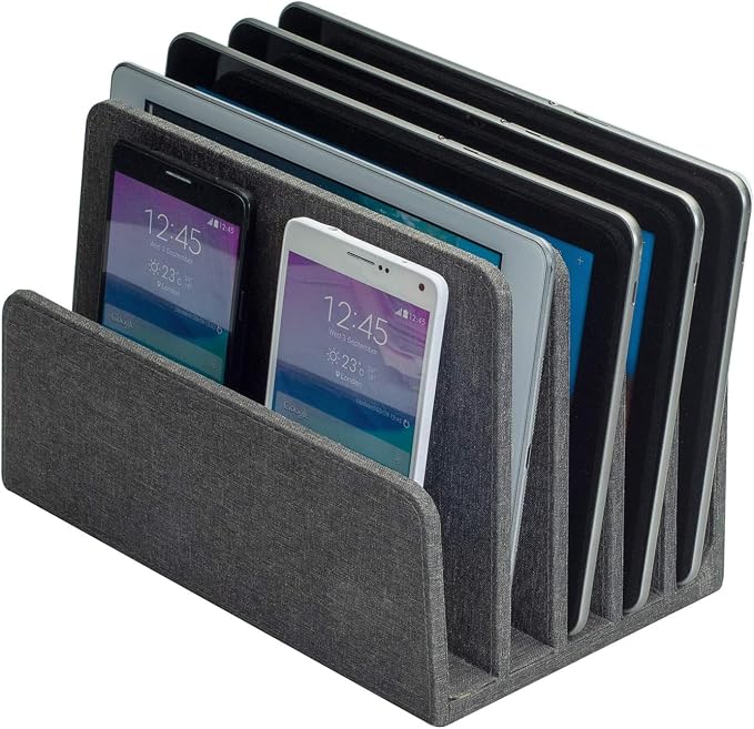 MobileVision Executive Dark Gray Desktop File Folder Organizer and Paper Tray, 5 Slot Dividers
