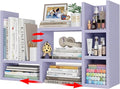 NUTIKAS Desk Shelves Desktop Organizer Shlef - Purple Office Organization for Top of Desk Organizers and Accessories Corner Bookshelf Table Top Shelving Small Hutch Decorations for Women Office