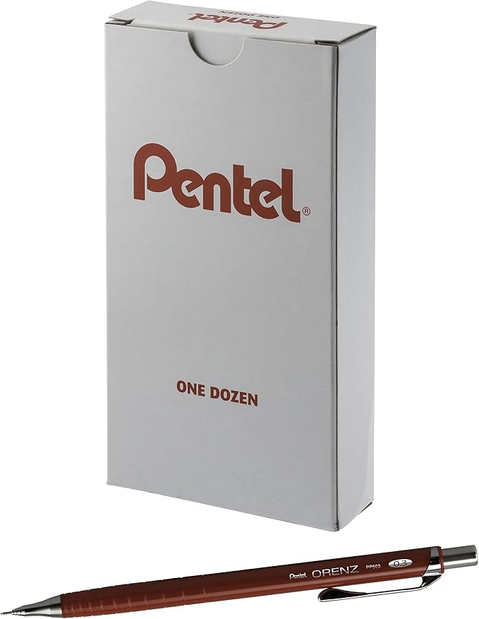 Pentel Orenz Mechanical Pencil 0.3Mm Extra Fine Line, Red Barrel, Box of 12 (PP503B)
