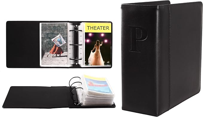 2Fold Binder for Holding Broadway Play Program and Theater Programs with 30 Custom Sheet Protectors - PU Leather - Fits Programs from Mid 1980s to Modern (Black EmbossedP)