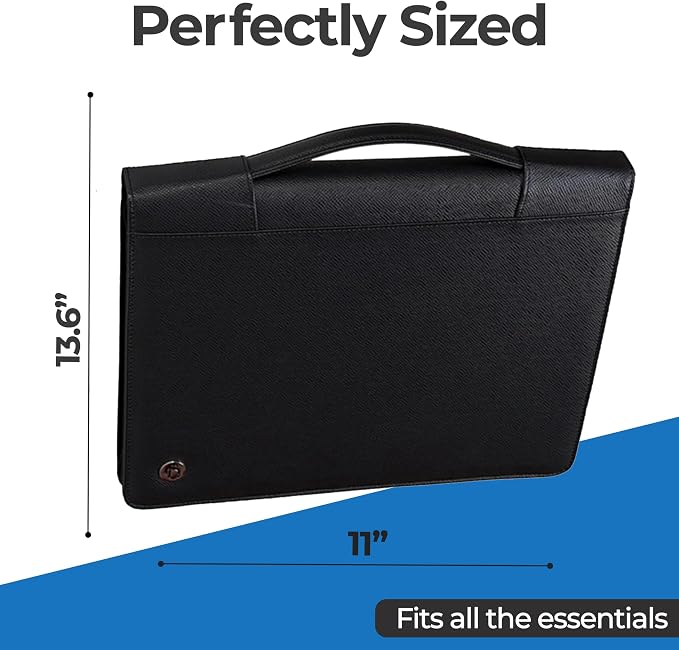 Case-it Zipper Padfolio | Letter Size | 3-Ring Binder | PAD-40 Black | Executive, Removable 3-Ring Binder, Letter Size Writing Pad, Pebbled Faux Leather, School & Office