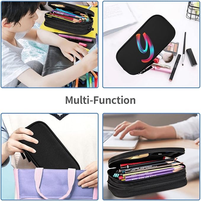 Pazacon Cute Initial Pencil Case for Kids Students, Large Capacity Pencil Pouch for Boys Girls, Letter Design Pencil Box Pen Bag Office Stationery Organizer, Rainbow Letter Y