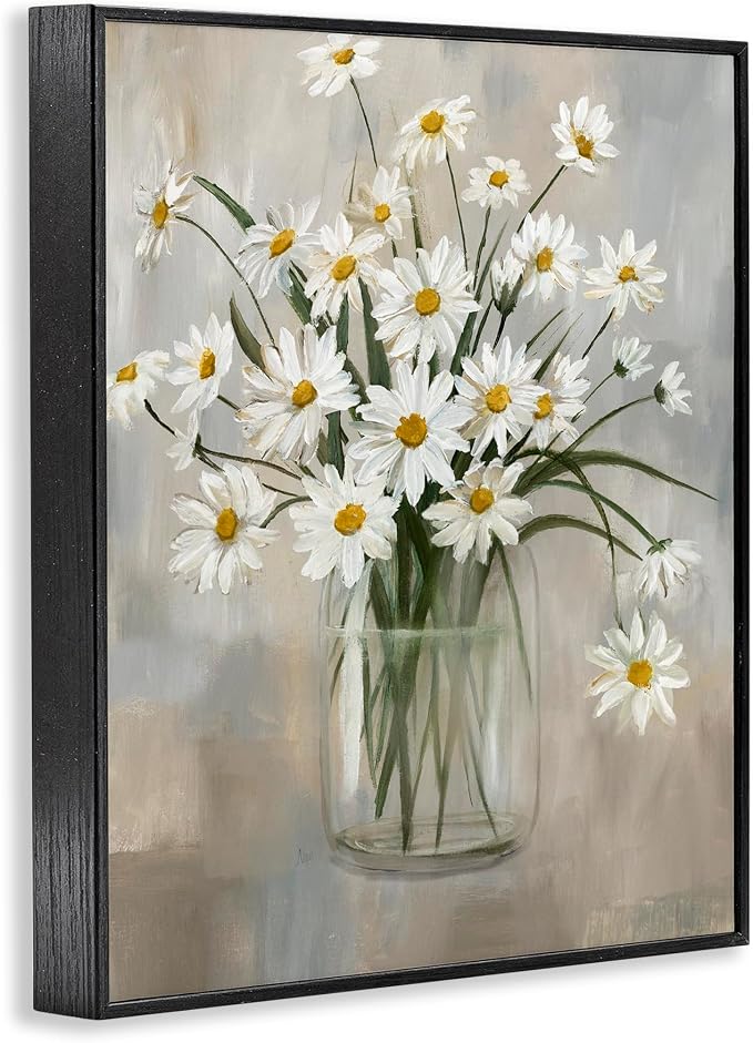 'Potted Daisy Bloom Bouquet'| Framed Giclee Art | Stupell Industries | Black, 24 x 30 Inches, Easy to Hang and Sturdy, Made in USA, by Nan