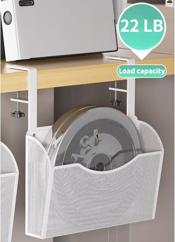 INLDY Under Desk Drawer, Desk Side Storage, Hanging Desks Organizer, Clamp On Mesh Metal Desks Organizer for Office and Home (Black)