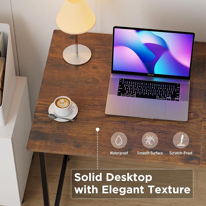 FDW 32 inches Office Small Computer Desk/Home Office Desk/Study Student Writing Desk/Modern Simple Style Desk,Brown
