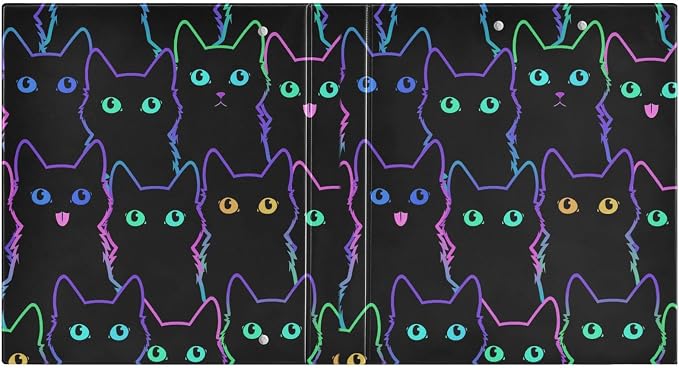 3 Ring Binder, Colorful Neon Cat File Folder Holds 200 Sheets File Storage for Women Men School Office Supplie