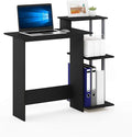 Furinno EFFICIENT Desk, 28.6" Wide Gaming Desk with 3 Open Side Shelves, Laptop Notebook Computer Desk, Office Desk for Home Office, Study Room, Dorm, Bedroom, Black