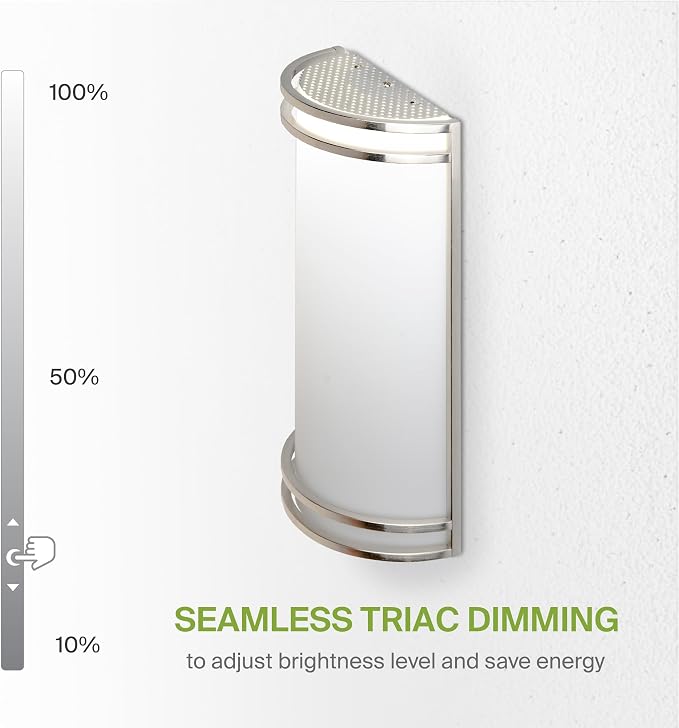 ASD Indoor LED Wall Sconce Lights - 14 Inch 20W Brushed Nickel Modern LED Wall Sconces Hardwired - ETL Dimmable 3000K 4000K 5000K Adjustable Sconce Light Fixture for Bedroom, Hallway, 2 Pack
