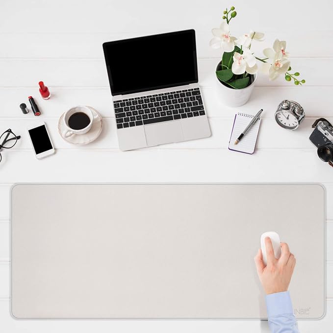 CENNBIE 47.2" x 19.6" Leather Desk mat, Desk mats on top of desks,Perfect Desk Mate for Office and Home(Cream)