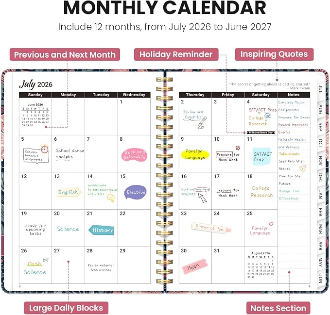 ZOTIA Planner 2026-2027 Weekly & Monthly Calendar Planner Jul 2026-Jun 2027