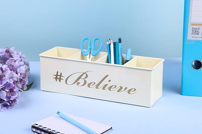 DUDKI Home Present Desk Organiser 4 compartments Decorative Pen Pencil holder/Vanity Kit/Travel Box/Makeup Box/Cosmetic Box/Storage Box/knife Holder/Spoon Holder-Gift Office Desk Décor