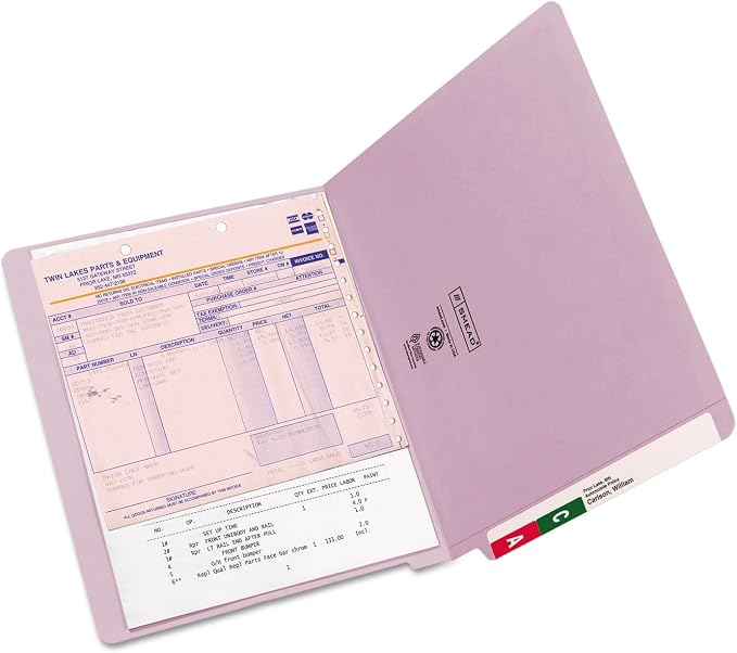 Smead End Tab File Folder, Shelf-Master Reinforced Straight-Cut Tab, Letter Size, Lavender, 100 Per Box (25410)