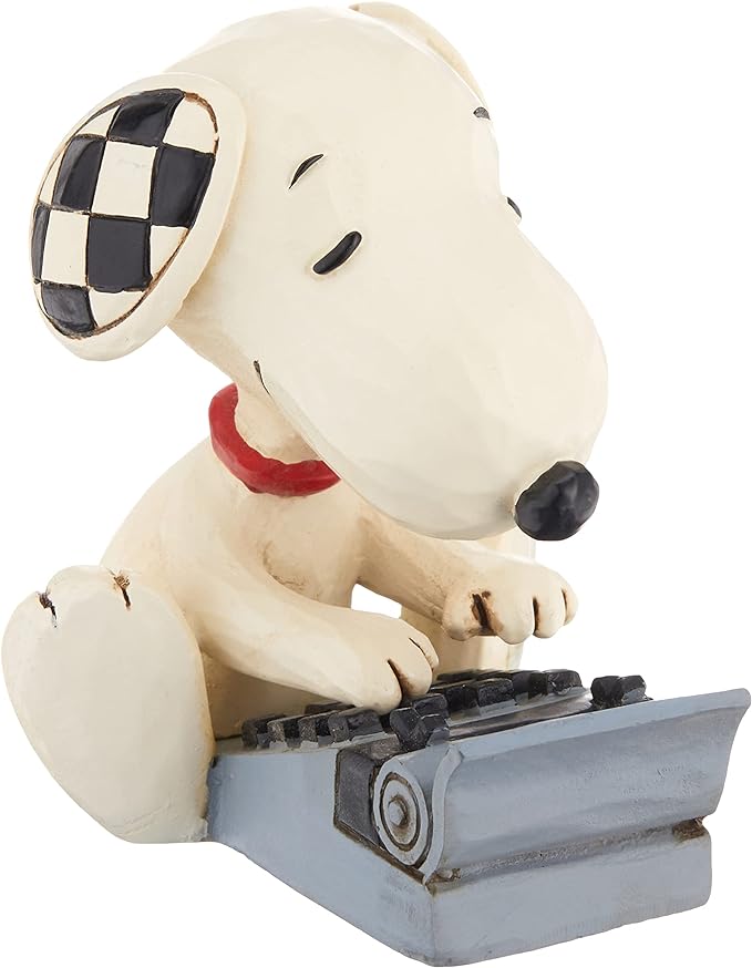 Enesco Jim Shore Peanuts Snoopy Typing Miniature Figurine, 3 Inch, Multicolor