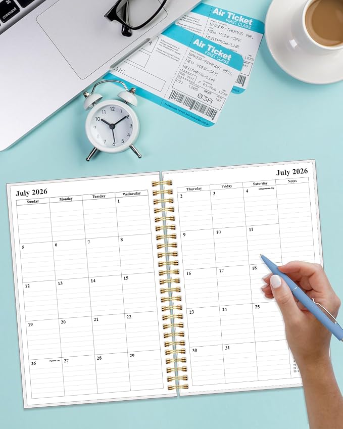 2026-2031 Monthly Planner - 60 Month PLanner Calendar from July 2026 to June 2031, 5 Year Planner 2026-2031 with Flexible Cover, Inner Pocket, Perfect for Home | School | Office, 5.8" x 8.5", White Gold Flower
