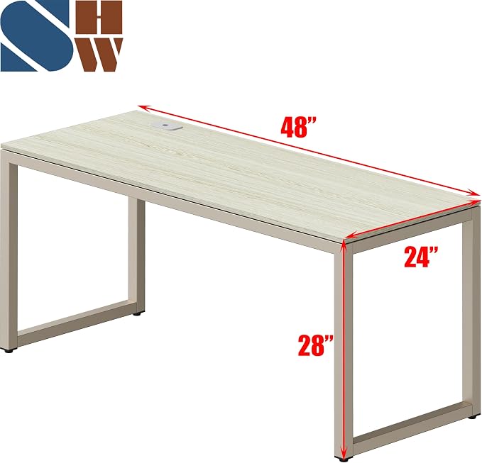 SHW 48-Inch Commercial-Grade Office Computer Desk, Maple | 10-Year Limited Warranty