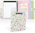 SKYDUE 1 Inch 3-Ring Binder with Clipboard, PU Binder with 5 Dividers, Notepad, Stickers & Pockets for Work and School - Aesthetic Binder (Letter Size)