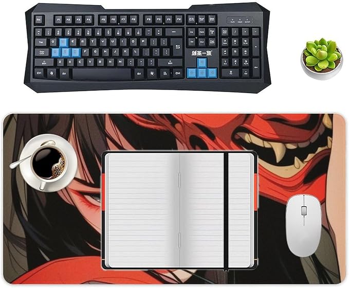 Large Mouse Pad Gaming Mousepad Japanese Female Samurai Anime Girl Cool Desk Mat Big Mousepad Extended Keyboard Computer Pad Office Desk Organizers and Accessories 30x60cm, Style