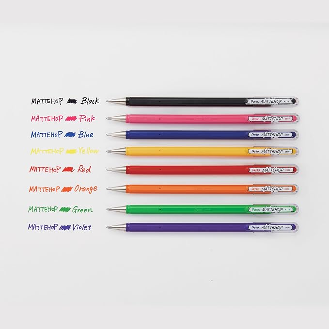 Pentel Arts Hybrid MATTEHOP Gel Roller, 1.0mm, Matte Black Ink, Box of 12 Each (K110-VA)