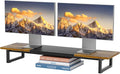 Simple Trending 38" Dual Monitor Stand Riser, Desk Organizer, Rustic Brown | Laptop & Printer Stand, for 2 Monitors, Wood and Steel, Ergonomic Support, Easy Setup, Home Office Desk, 38"W x 10.25"D x 5"H