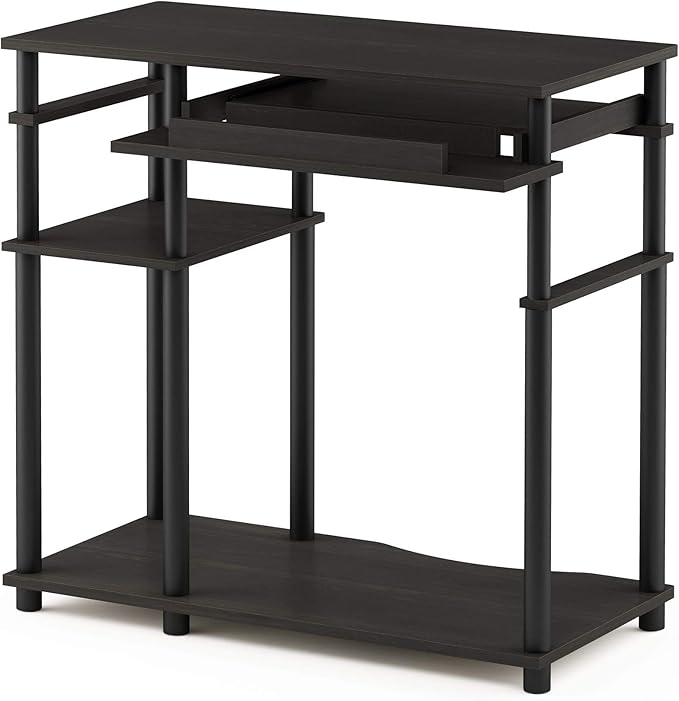 Furinno Abbott 31.5 Inch Desk with Keyboard Tray, Black Espresso | Easy Assembly, Storage Shelf, Computer Desk, Gaming Desk, Writing Desk for Dorm, Bedroom, Study Room