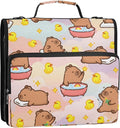 Capybara Ducks 3 Ring Binder Bag 1.5 inch Binder Organizer with Zipper Shoulder Strap 500 Sheet Documents Storage for School Office