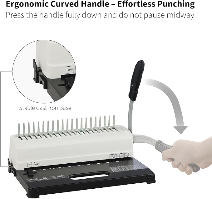 Binditek Binding Machine, Punch 12 Sheets, 450 Sheets, Adjustable Margin | Comb Binding Machine, 19-Hole, Punch 12 Sheet, 145 Sheets, with 100 Pcs 1/2" Comb Spines, for Letter Size, A5 or Smaller Size