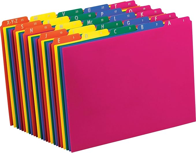 Pendaflex 40142 Top Tab File Guides, Alpha/A-Z 1/5 Tab, Polypropylene, Letter (Set of 25)