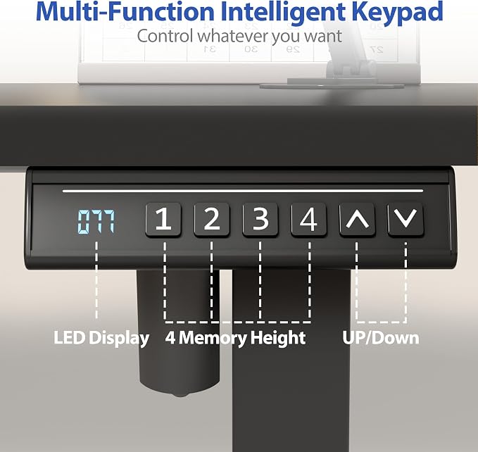 YESHOMY Height Adjustable Electric Standing Desk, 63 x 24 Inches Memory Home Office Sit Stand up Desk with Phone Holder and USB Charging Port, Black