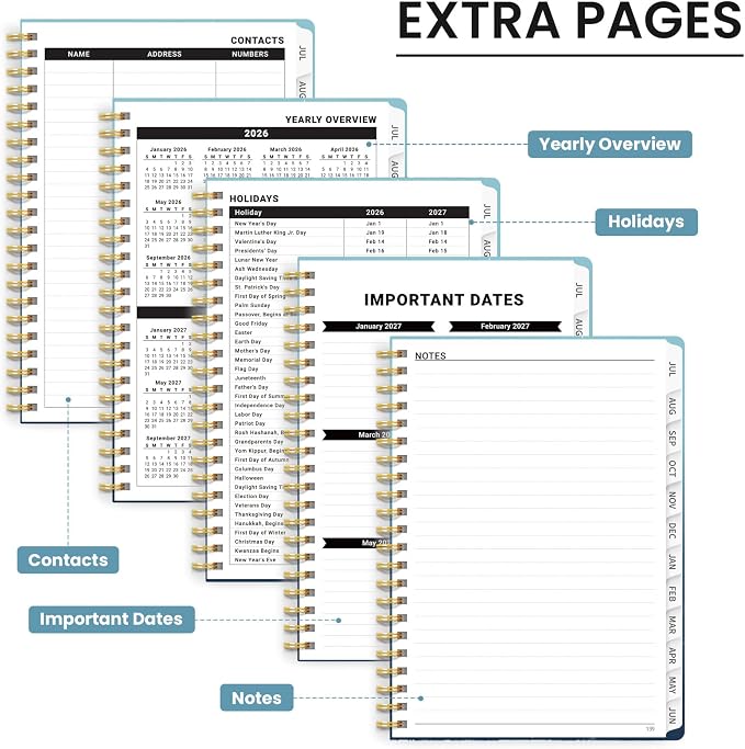 Planner 2026-2027, Academic Year Monthly & Weekly Planner Caledndar, July 2026 - June 2027, Hardcover Large Planning Agenda Book with Tabs for School Office Supplies, 8.5" x 11" - Lunar Drift