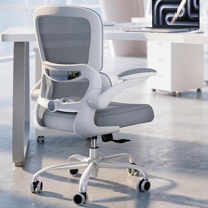 TRALT Office Chair - Ergonomic Desk Chair with Adjustable Lumbar Support, Mesh Computer Chair, Executive Chair for Home Office Comfortable Lumbar Support (1, White)