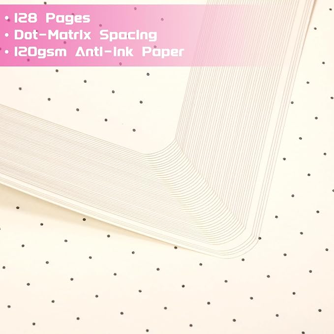 Dotted Journal/Notebook - Dot Grid Hard Cover Notebook, 5.3'' x 8.26''