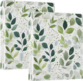 Eucalyptus Green Leavves Tropical Plant 3 Ring Binder with 2 Interior Pockets 1.5 inch Binders 3 Ring Heavy Duty Fit 8.5" x 11" Letter Size for Office School, 2 Pack