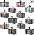 PWRSC Heavy Duty 93L (24.5 Gallon) Stackable Storage Bins with Fully Openable Lids, Moving Bags Heavy Duty, Clear Plastic Totes for Moving Storage, Home Organization, Closet, Dorm Room 12 pack