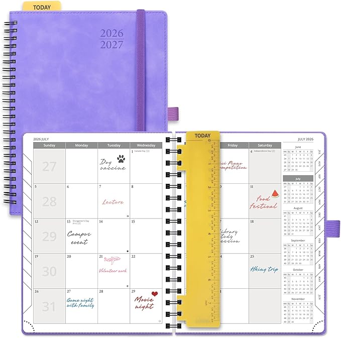 POPRUN 2026-2027 Monthly Planner, 6.5" x 8.5" Agenda, 18 Month Calendar