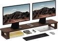 Ufine Dual Monitor Stand Riser 39.3 Inch Wood Desk Shelf Desktop Organizer | 2 Heights Adjustable, Ergonomic Computer Monitor Stand for 2 Monitors, Laptop, TV, Printer
