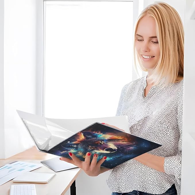Galaxy Colorful Wolf 3 Ring Binder 1.5 Inch 2 Pack with 200 Sheet for Kids School Supplies Women Men Office