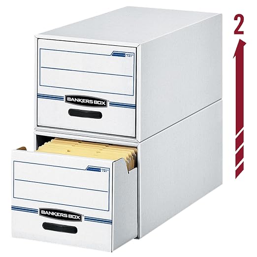 Fellowes Bankers Box® Stor/Drawer® File, Letter Size, 11 1/2" x 14" x 25 1/2", White/Blue, Pack Of 6