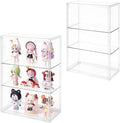 3-Tier Acrylic Display Case for Figures, Wall-Mounted Clear Action Figure Storage Organizer with Magnetic Door & 2 Adjustable Shelves, Dustproof Showcase for Collectibles, 2 Pack