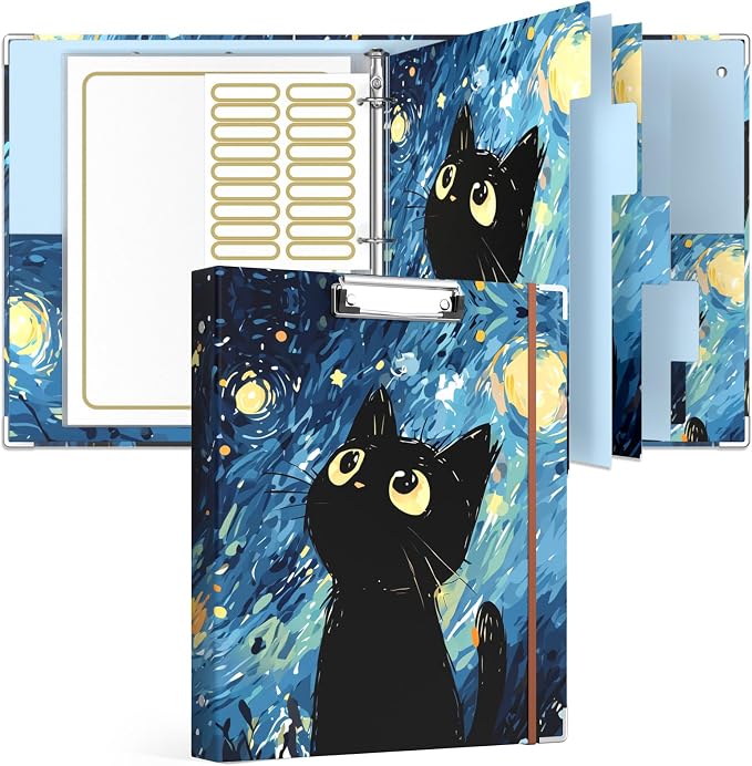 Rouidr 3 Ring Binder with clipboard, 1 inch 8.5 x 11 in Letter Size View Binders Organizer with Dividers Tabs & Clear Sleeves, School Supplies, Office Supplies