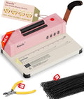 46-Hole Binding Machine Spiral Coil Binder Classic Pink,DIY Book Binder Kits with Electric Coil Inserter,100pcs Comb Binding Spines,for Letter Size/A4/A5 School Office Home