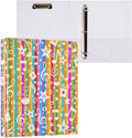 Colorful Music Note Binder 1.5 Inch Binder with Clipboard&Pockets, Rainbow Musical Hardcover Binders 3 Ring, Striped Music Notes Heavy Duty Large File Folder for Office School Supplies