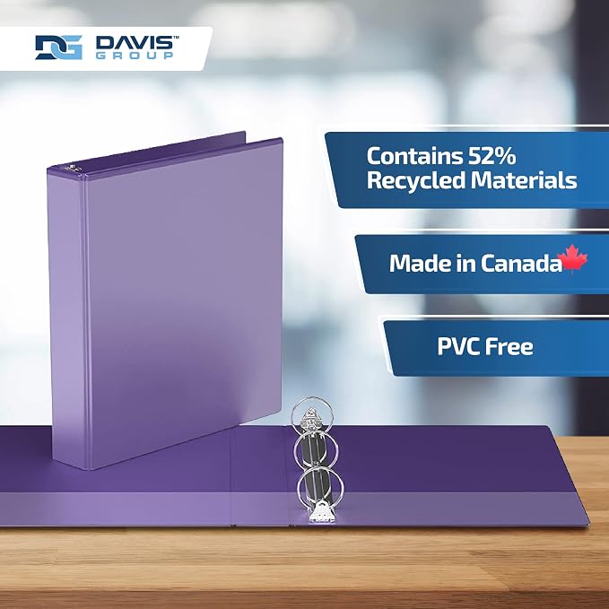 Easyview 3-Ring Binder, Clear-View Cover, 1.5" Round Rings, 6 Pack | Heavy-duty binder, fits 8.5" x 11" paper, purple, customizable cover, made in Canada, ideal for school or office use