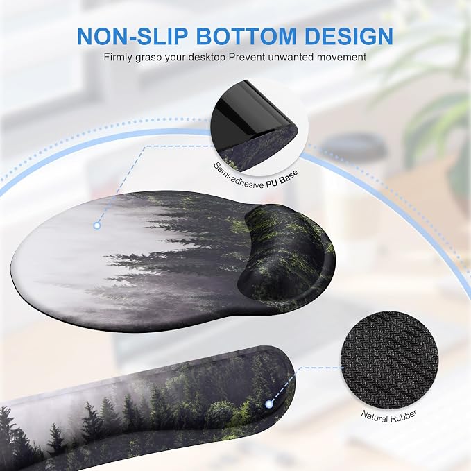 iCasso Forest Computer Pad 35.4"x15.7", Desk Blotter for Classroom | Study Ergonomic Desk Pad Featuring Keyboard Wrist Rest, Cute Mousepad Set for Gaming Computer Office Workspace Area