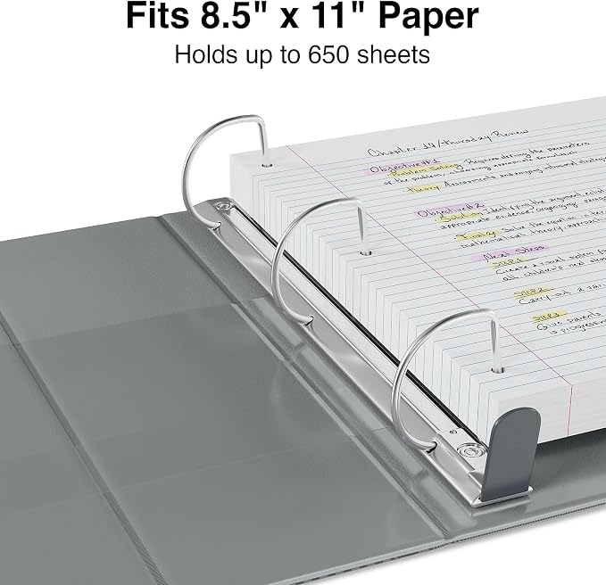 Staples Heavy-Duty 3-Inch D-Ring View Binder, Reinforced Spine, Holds Up to 600 Sheets, Gray, for Office & School