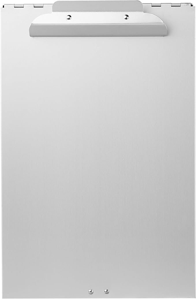 Amazon Basics Metal Clipboard with 2 Storage Compartments, Letter Size, 250 Sheet Capacity, Office Supplies with Self-Closing Latch, Silver, 10-Pack