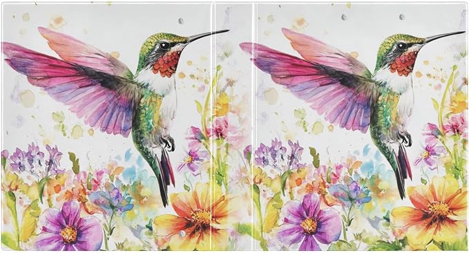 Watercolor Floral Hummingbird Binder 1.5 Inch Binder with Clipboard&Pockets, Humming Bird Hardcover Binders 3 Ring Heavy Duty File Folder for Office School Supplies-Holds 200 Sheets, 2 Pack