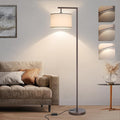 Fully Dimmable Floor Lamp Brown, Arc Floor Lamp for Bedroom with Adjustable Hanging Shade & Foot Switch, Modern Standing Lamp Corner Light Reading Lamp for Living Room, Office, LED Bulb Included