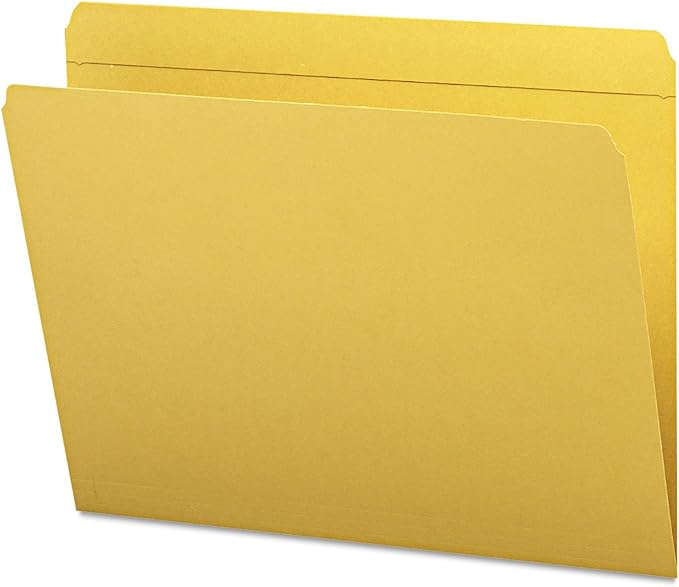 Smead File Folder, Reinforced Straight-Cut Tab, Letter Size, Goldenrod, 100 per Box (12210)